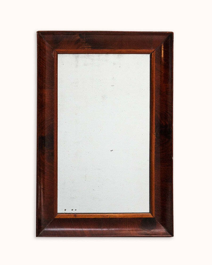 Late 19th C Small Mahogany Veneered Rectangular Mirror