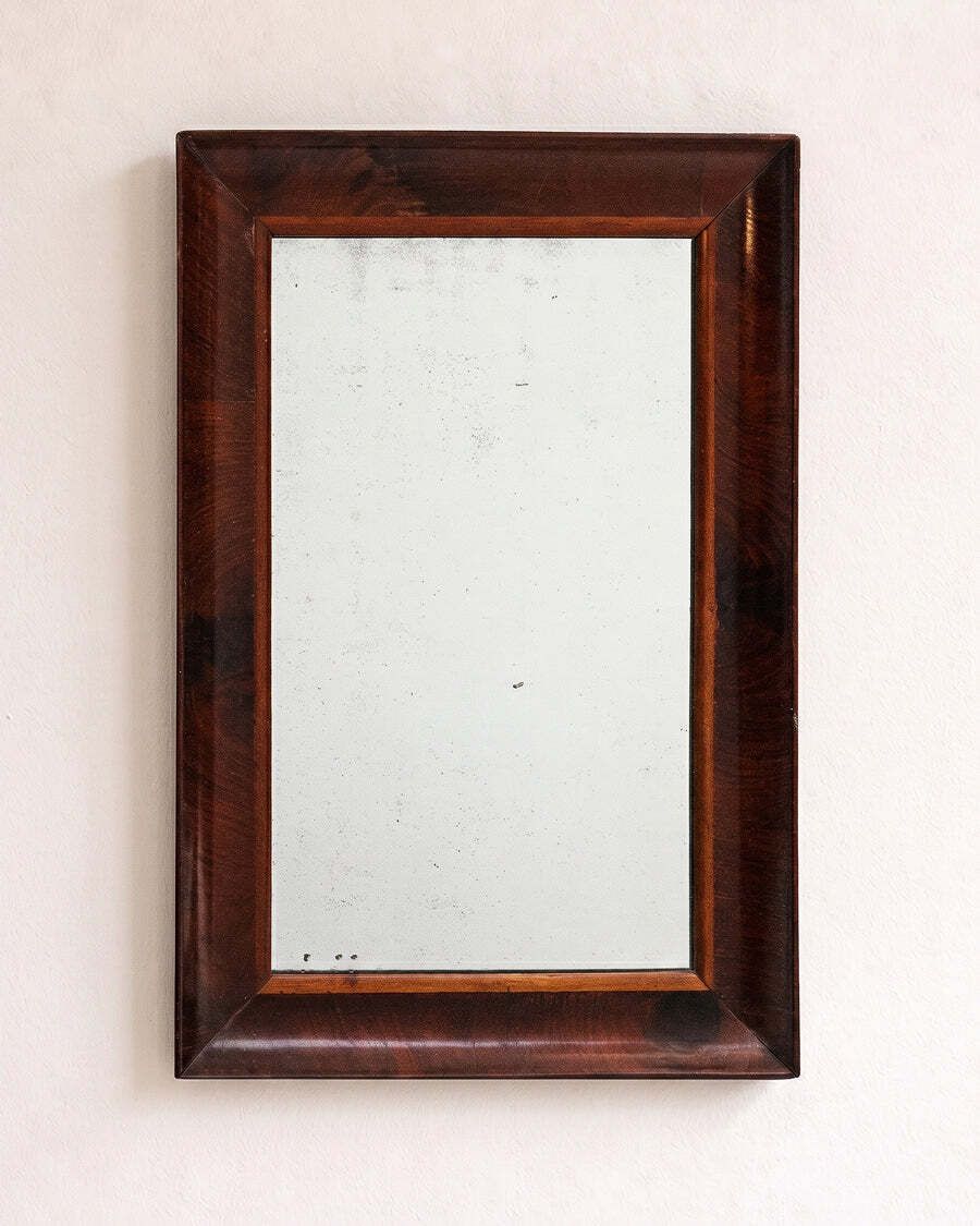 Late 19th C Small Mahogany Veneered Rectangular Mirror photo for sale