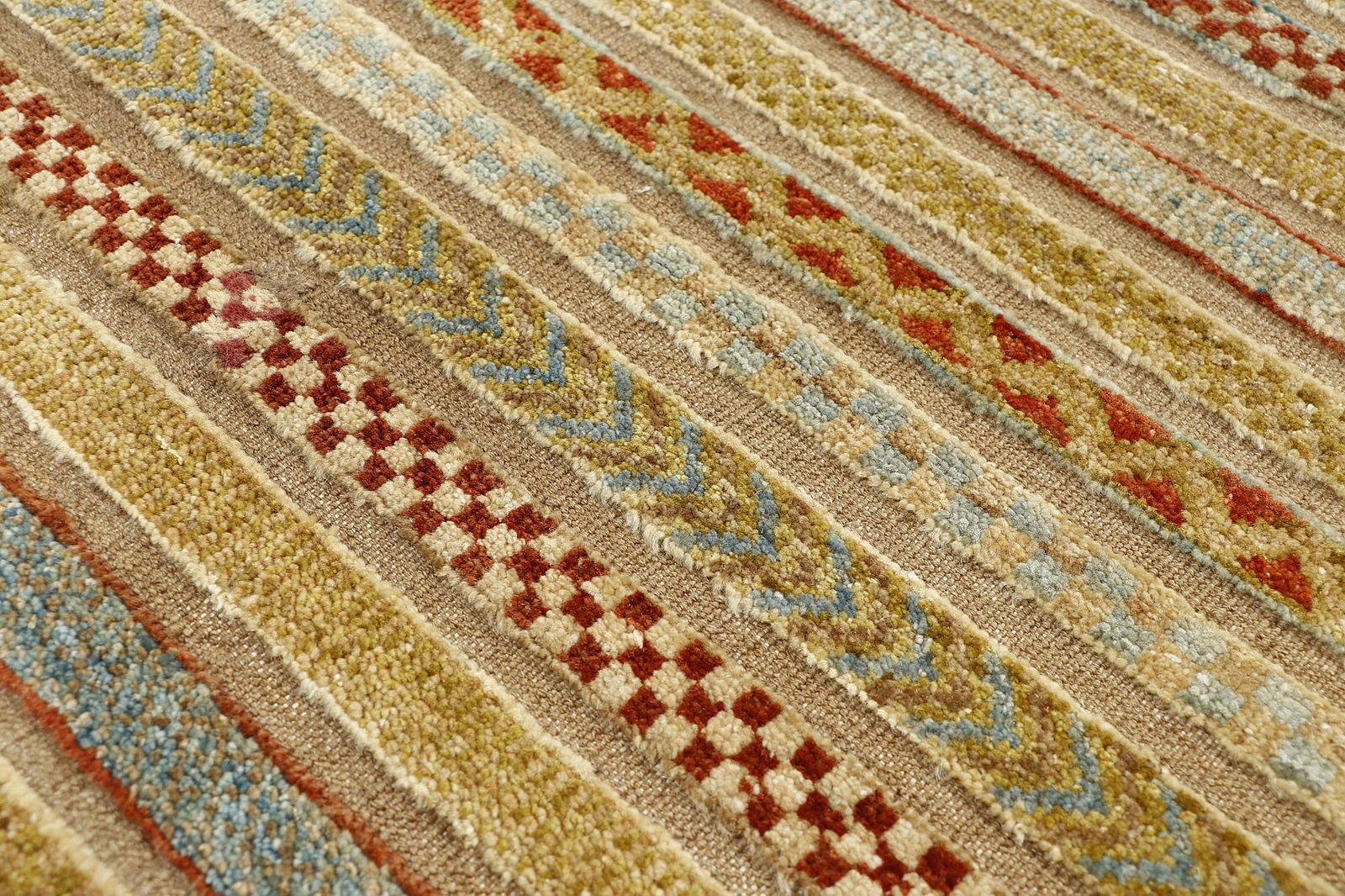 Khorjin Afghan Tribal Striped Handmade Rug 123x166cm photo Textiles
