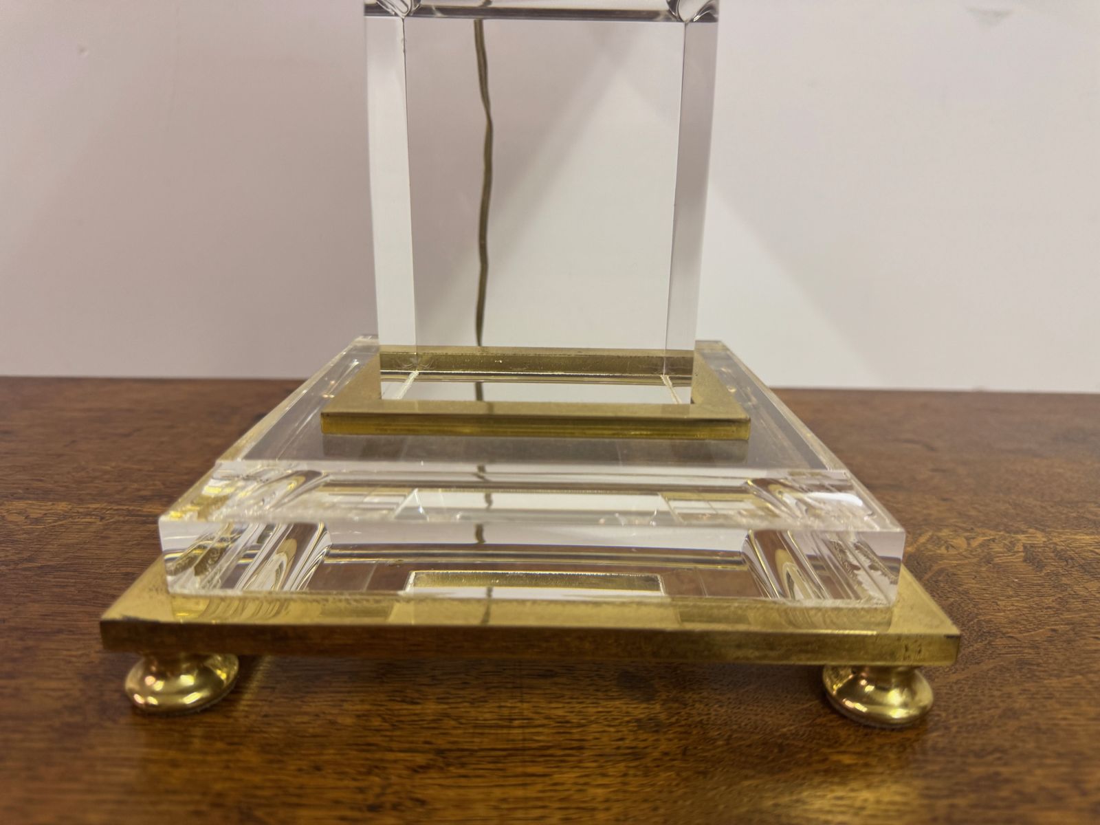 1970s Lucite And Brass Table Lamp In The Style Of Sandro Petti photo Lighting