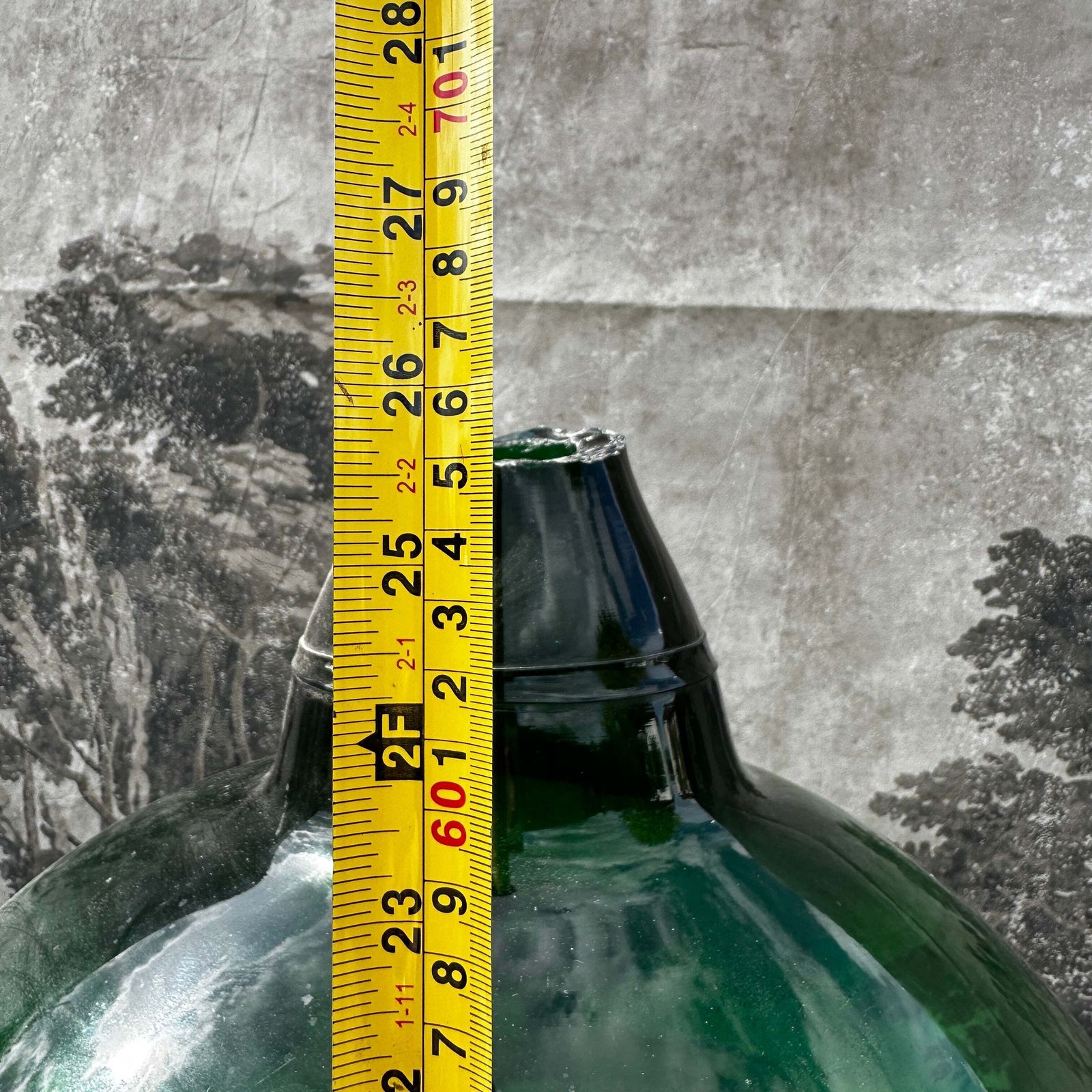 Decorative Antique Emerald Glass Spirit Bottle   Ukrainian Marriage Demijohn 65cm Tall photo for sale