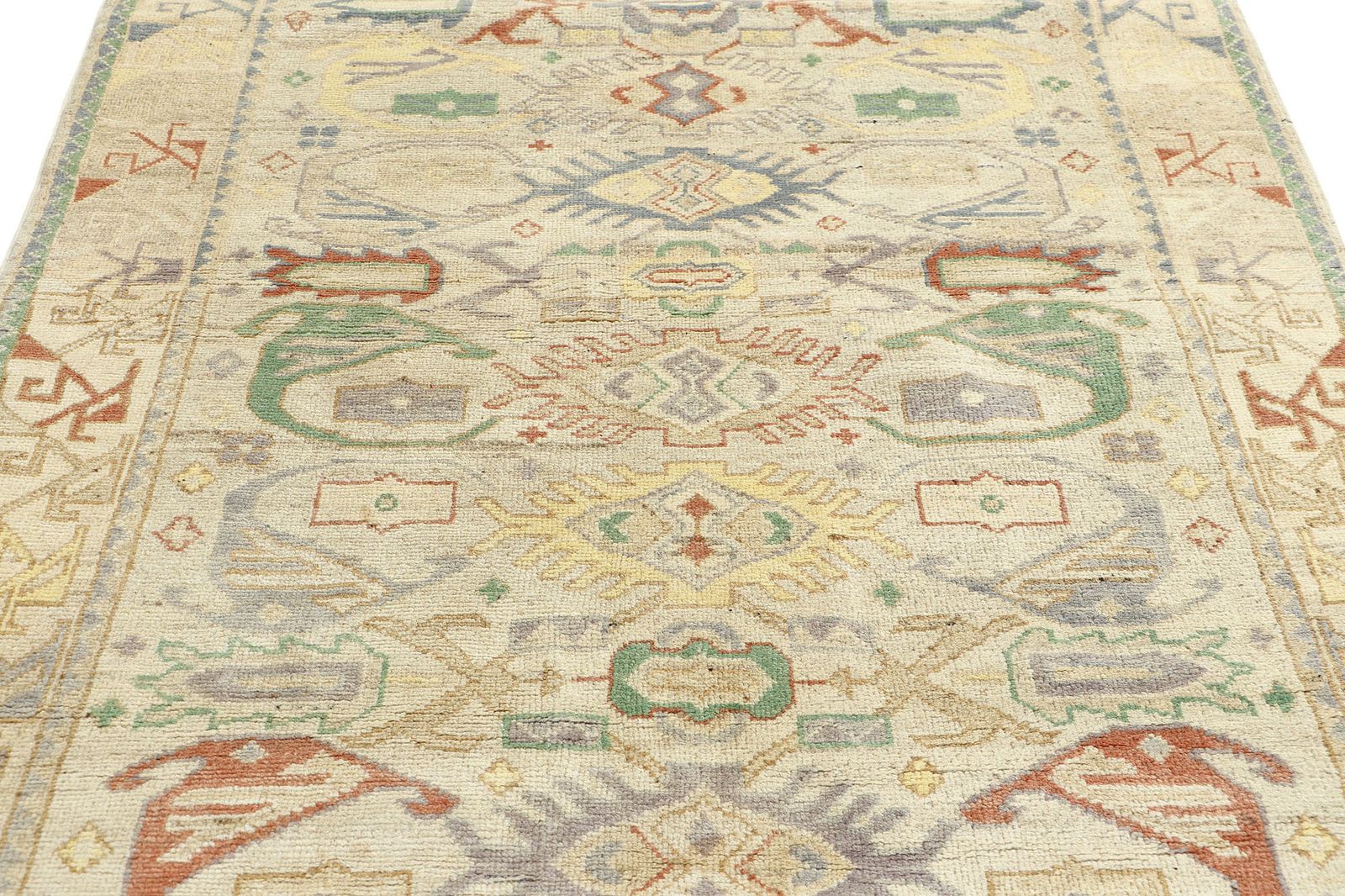 Modern Tribal Hand Knotted Wool Faded Oriental Small Accent Rug photo for sale