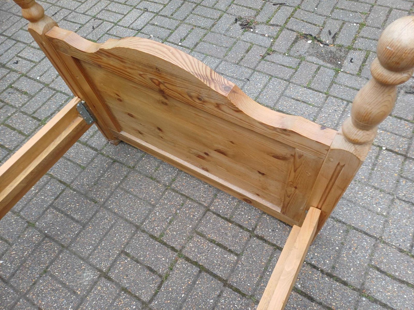 photo for sale Early 20th Century French Pine Bed Project Reclaimed Slats 3 Ft Frame Repair Needed Original Antique Wooden Bedstead