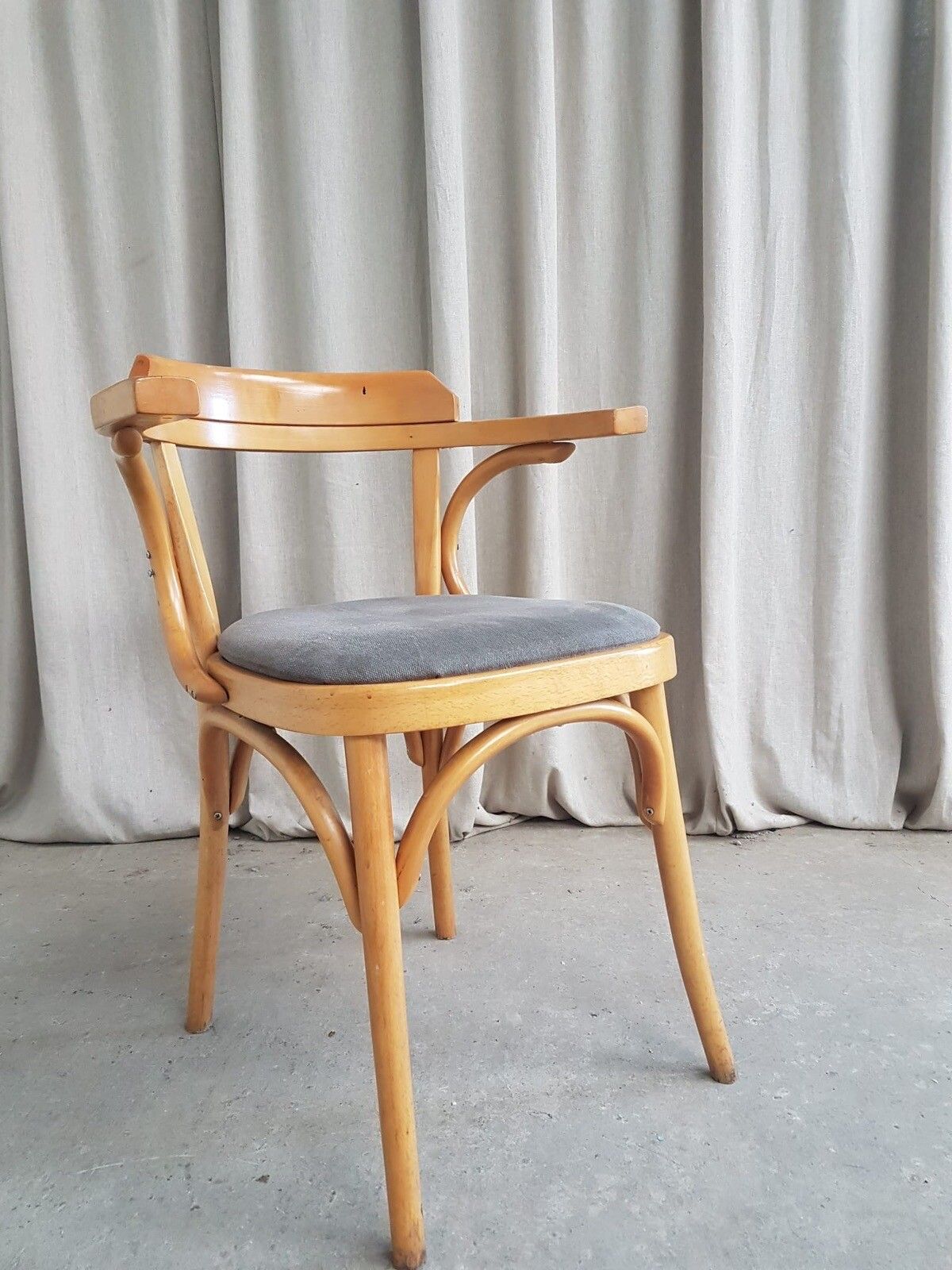 Vtg Late Mid Century Bistro Armchair Side Chair Dining Danish Scandi Retro R382 photo for sale