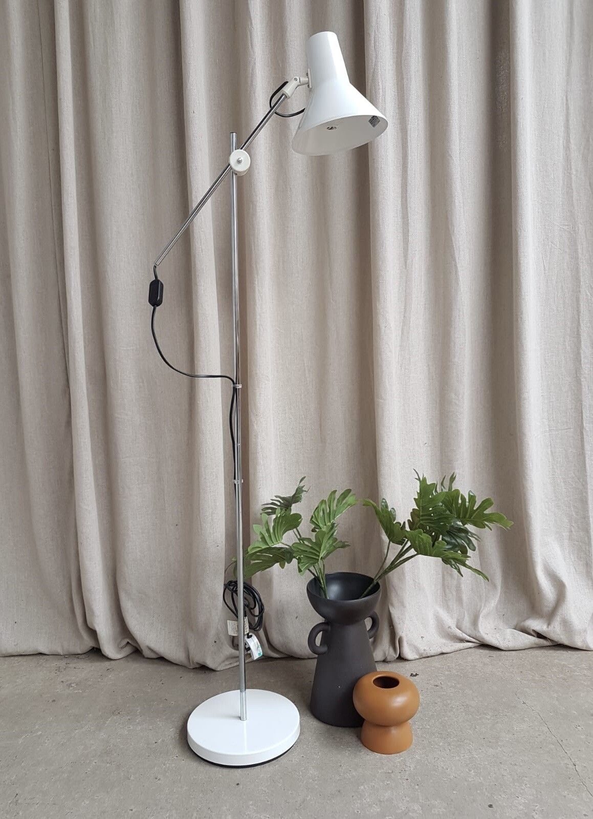 Vtg Late Mid Century 80s Ikea Spot Light Floor Lamp Scandi Fully Tested #396