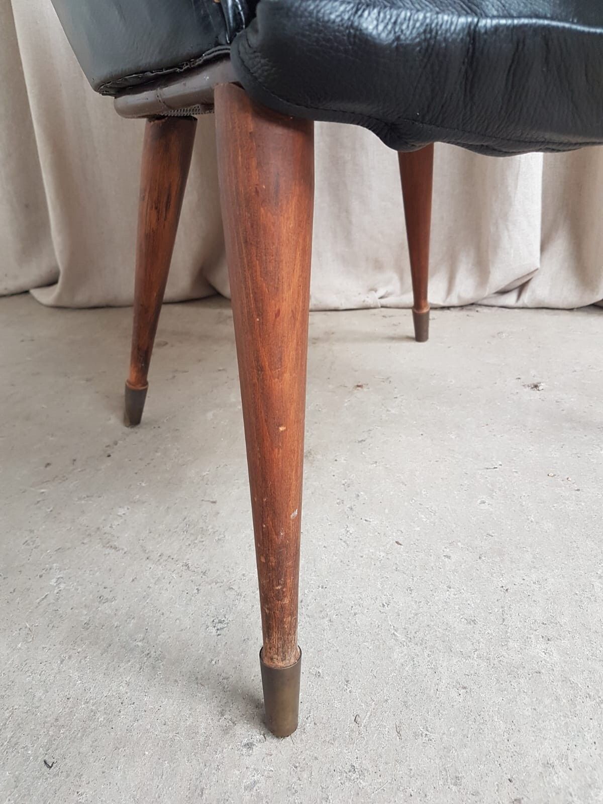 photo buy Vtg Mid Century Vinyl Leather Cocktail Chair Retro Danish Italian Design R536