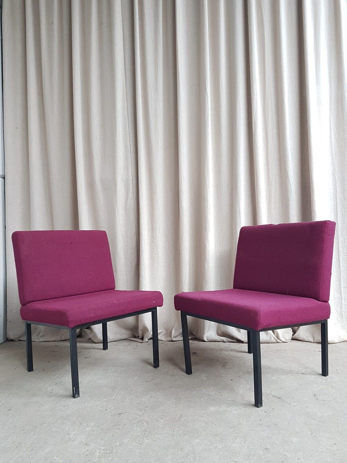 Vtg Late Mid Century Pair Set Of 2 Modernist Studio Chairs Scandi Retro R726