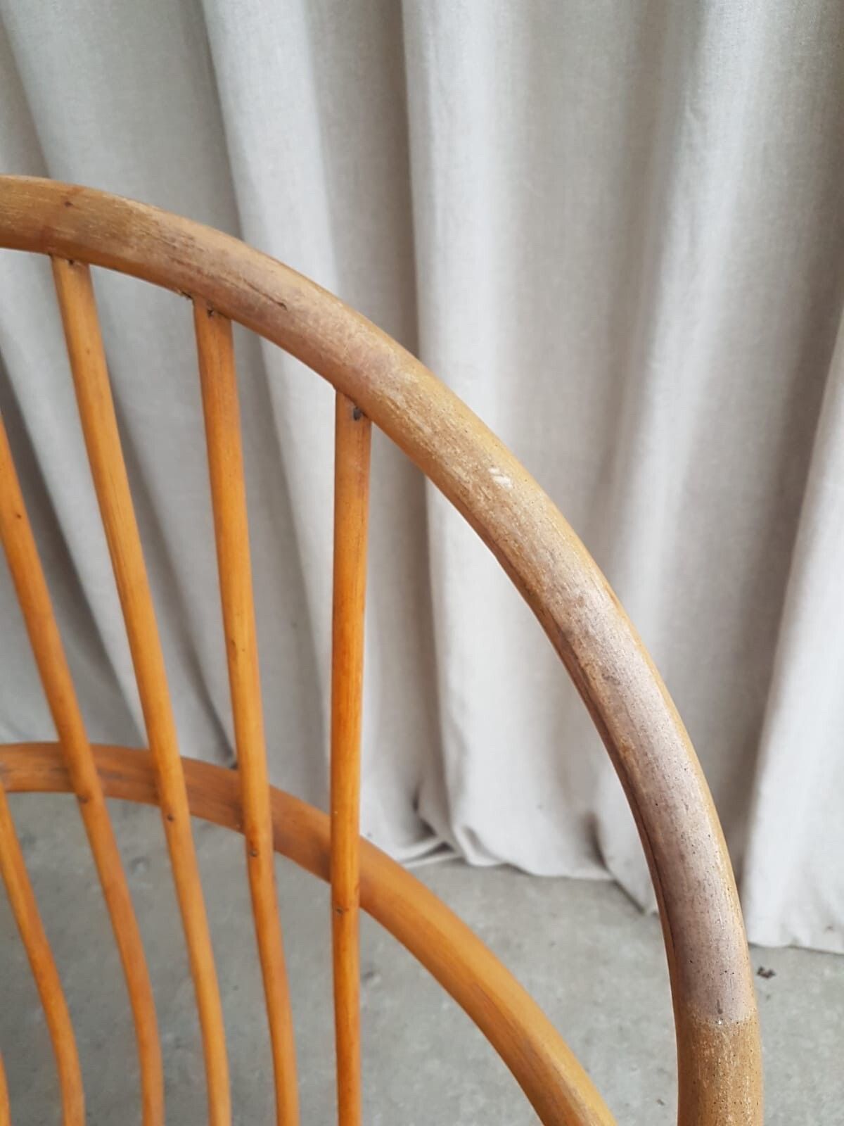Vtg Mid Century Wicker Swivel Satellite Egg Chair Retro Italian Style R368 photo vintage