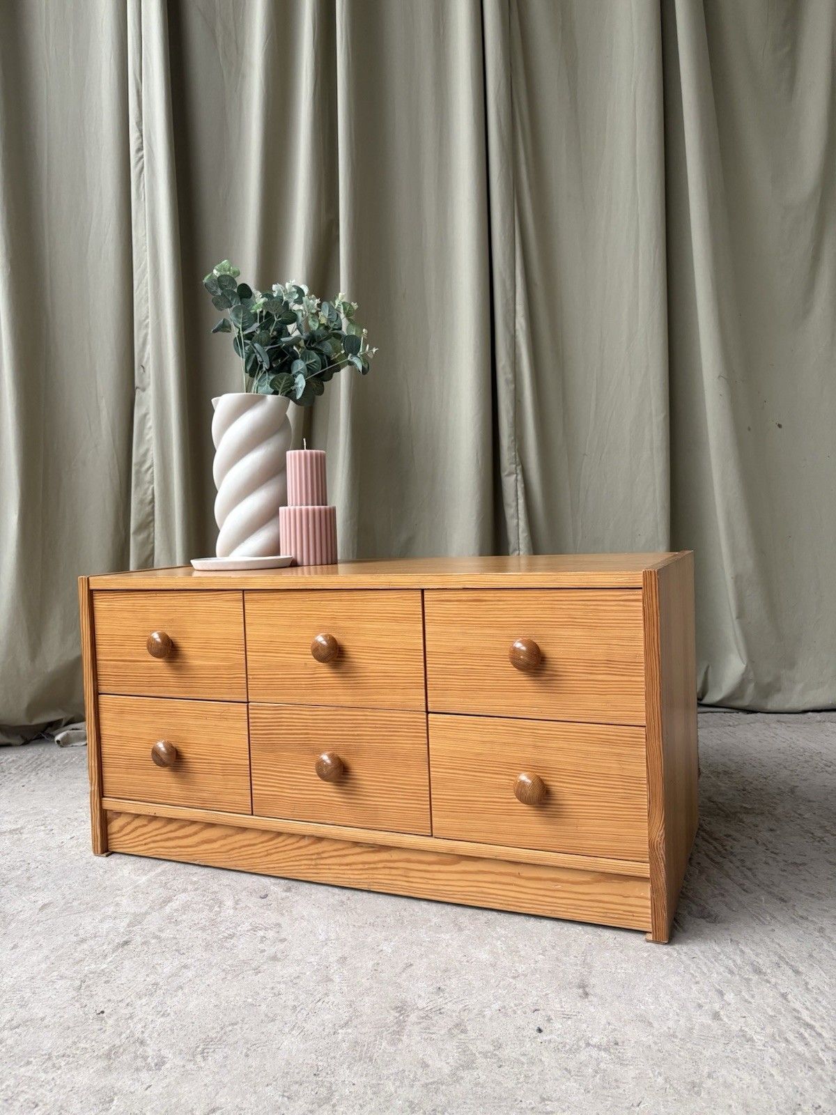Vtg Late Mid Century East German Low Chest Drawers Scandi Danish Sideboard R1183 photo for sale