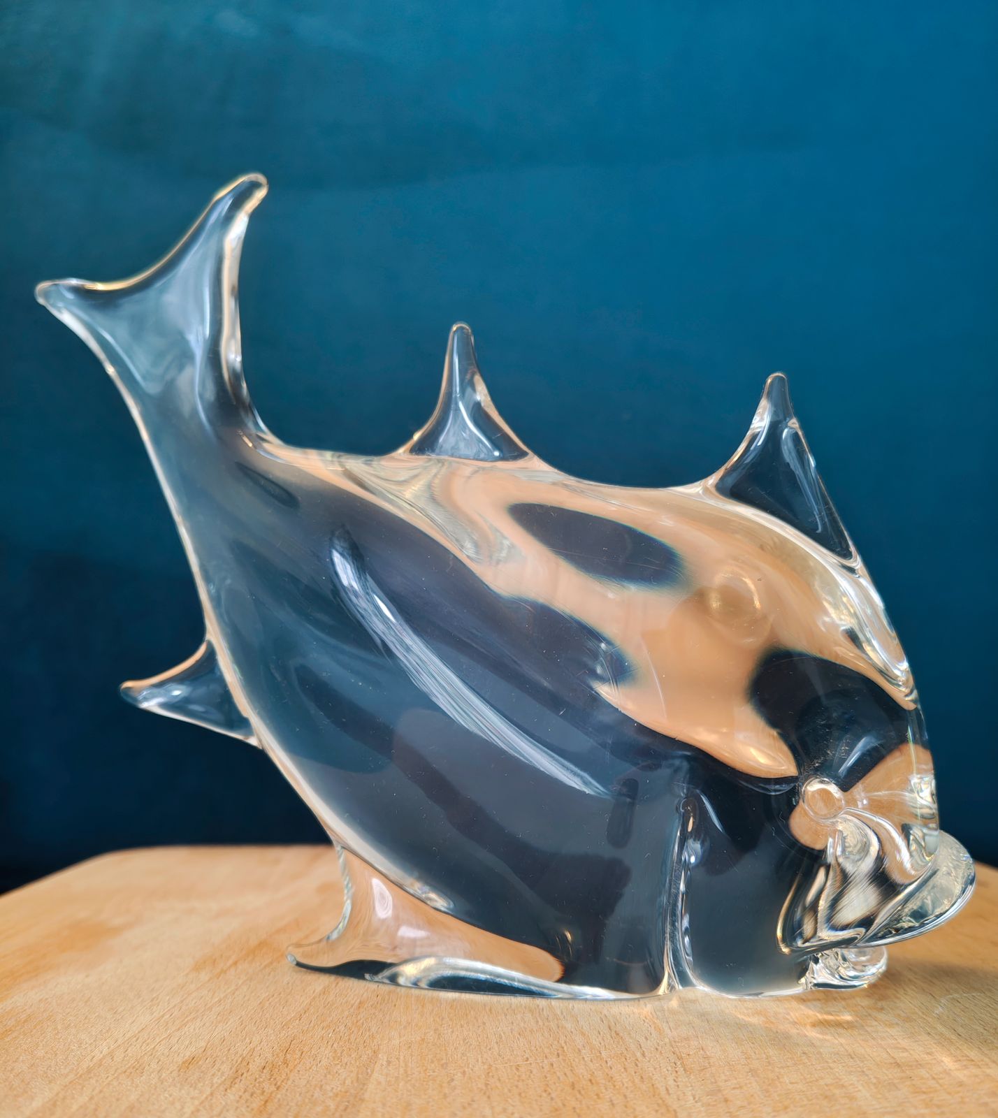Large Signed Licio Zanetti Murano Glass Fish Sculpture, 1970s