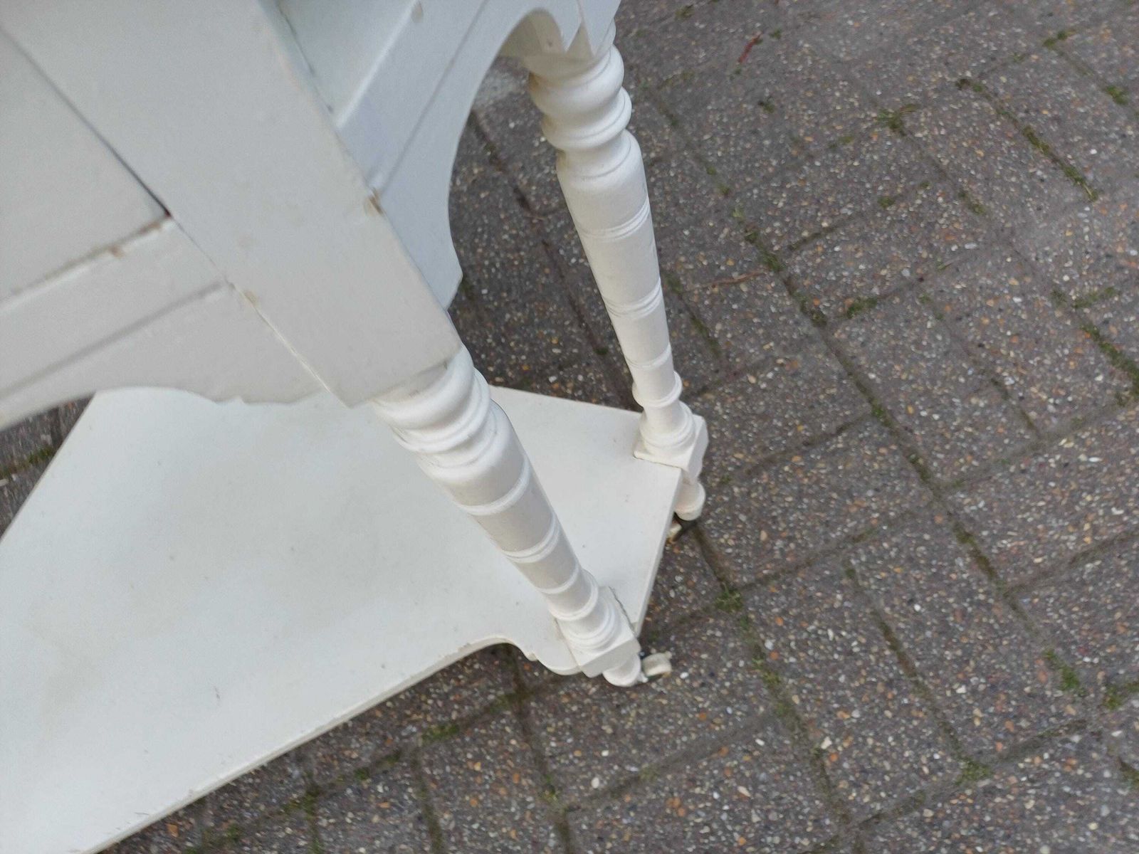 Victorian Marble Top Washstand Painted Antique Side Table Cupboard Storage Brass Handles Turned Legs photo furniture