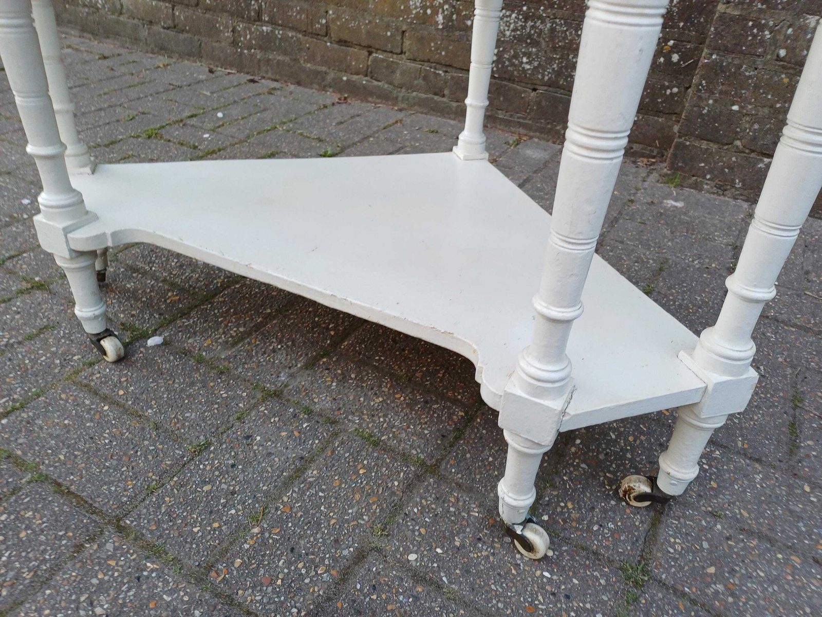 photo buy Victorian Marble Top Washstand Painted Antique Side Table Cupboard Storage Brass Handles Turned Legs