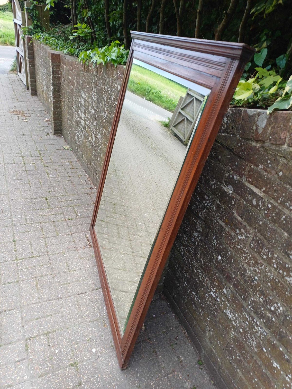 photo furniture Massive Victorian Over Mantel Mirror Mahogany Wall Mirror Antique Bevelled Glass Fluted Frame Top Quality