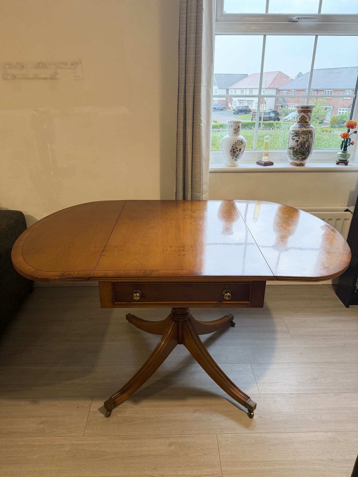 Brights Of Nettlebed Regency Style Yew Wood & Mahogany Drop Leaf Table photo furniture
