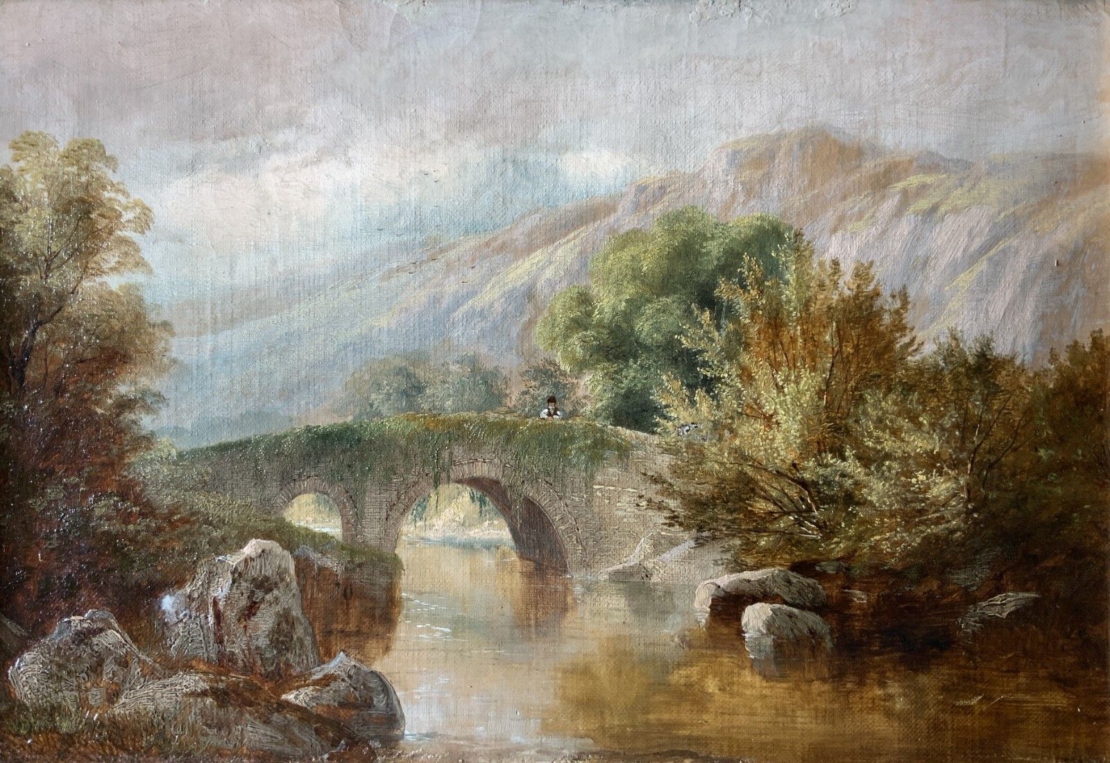 Near Bethesda, North Wales Original Signed 19th Century Landscape Oil Painting photo furniture