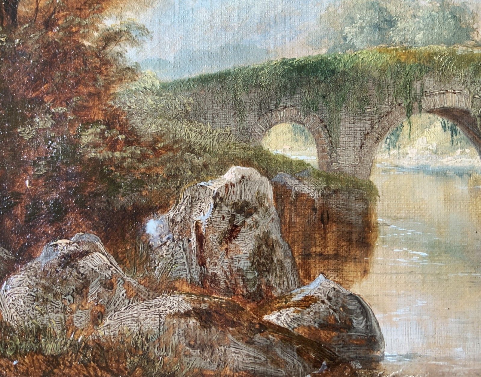 Near Bethesda, North Wales Original Signed 19th Century Landscape Oil Painting photo vintage
