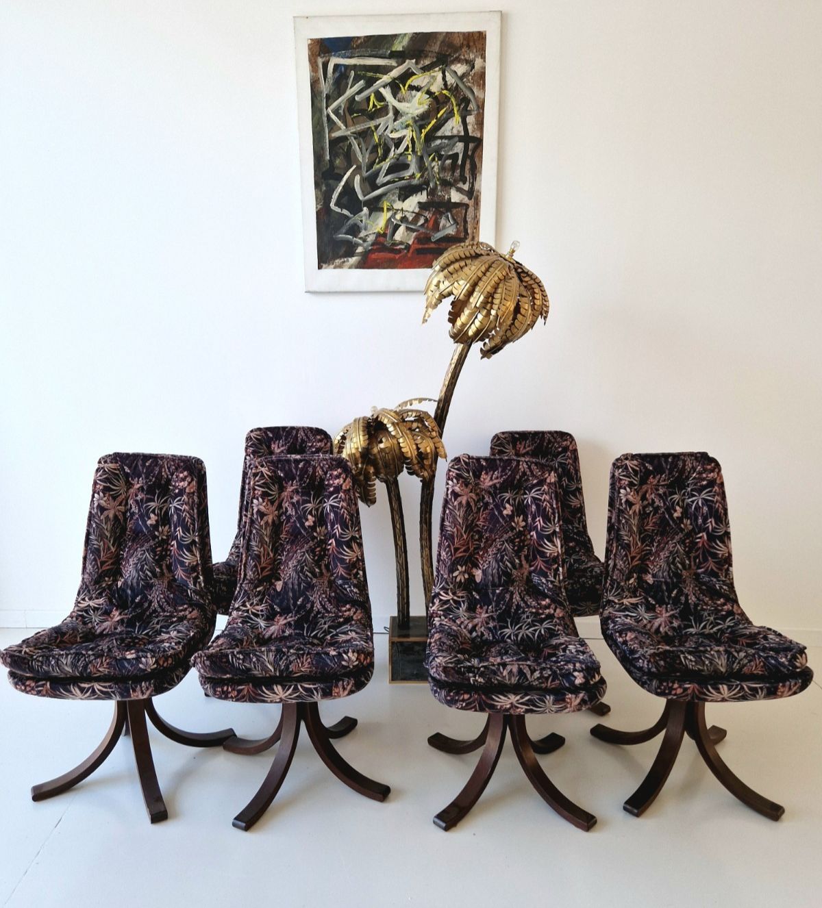 6 Vintage 1970s Norwegian Bentwood Dining Lounge Chairs Botanical Post Modern