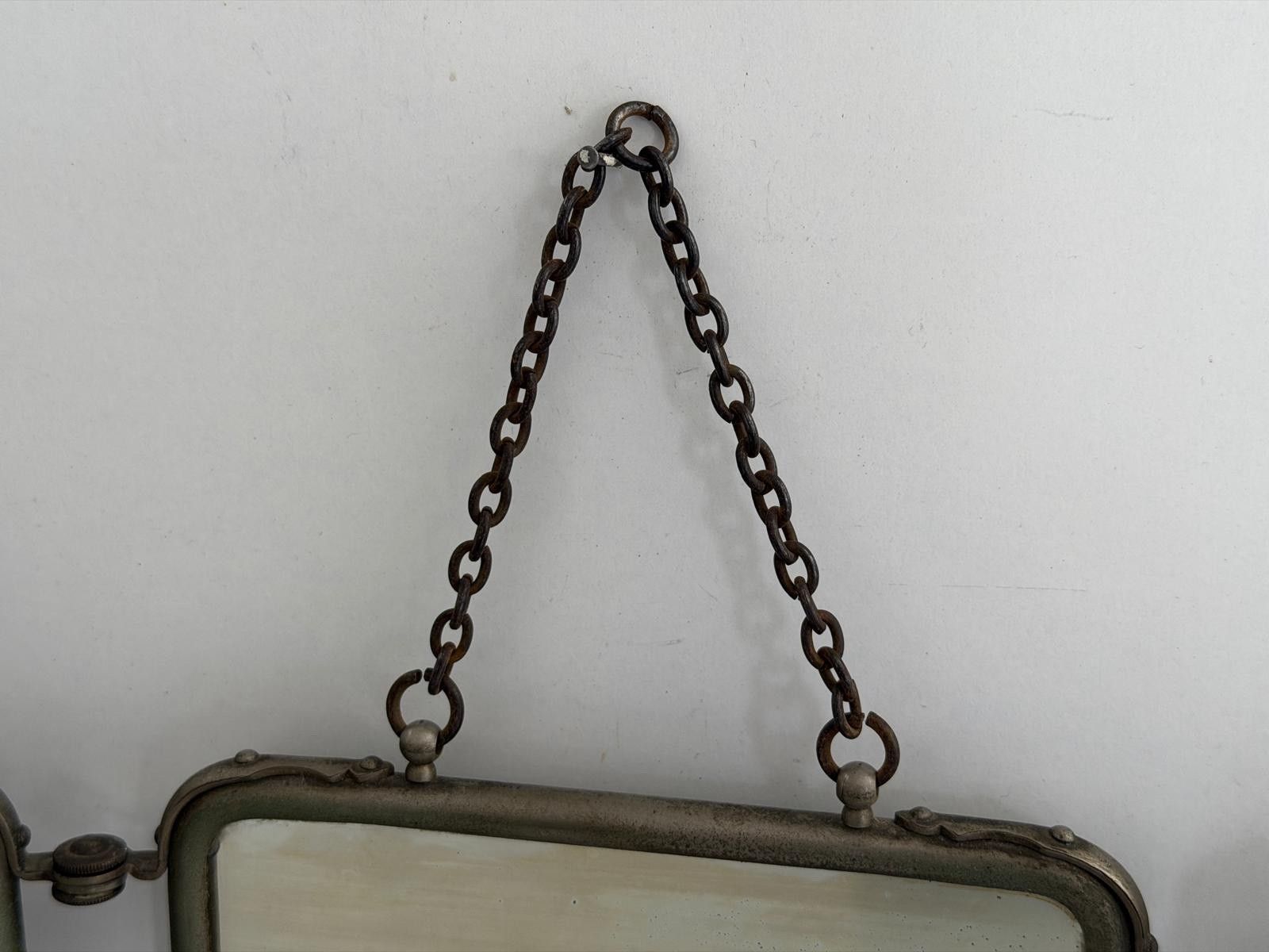 Art Deco 3 Cover Glass Nickel Plated Table Or Wall Vanity Mirror, 1940s, Italy photo 593.0