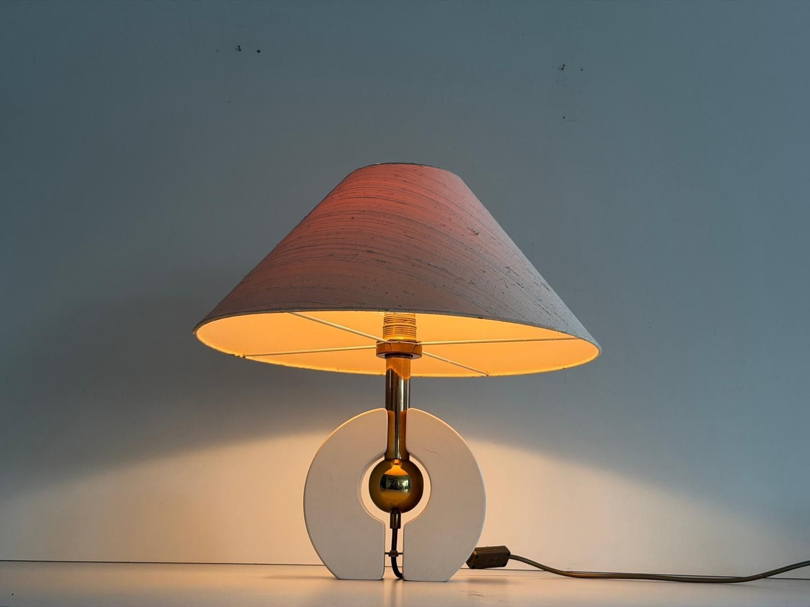 Fabric Shade And Wood Table Lamp By Schröder & Co. Leuchten, 1960s, Germany photo for sale