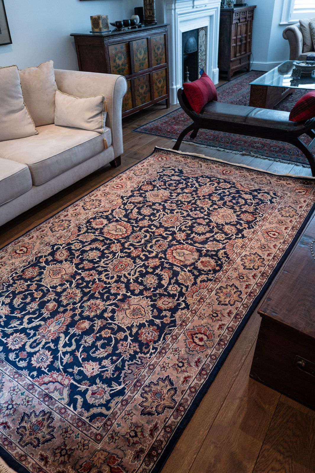 Fine Hand Knotted Indigo Wool & Silk Rug 154 X 260 Cm photo 2800.0