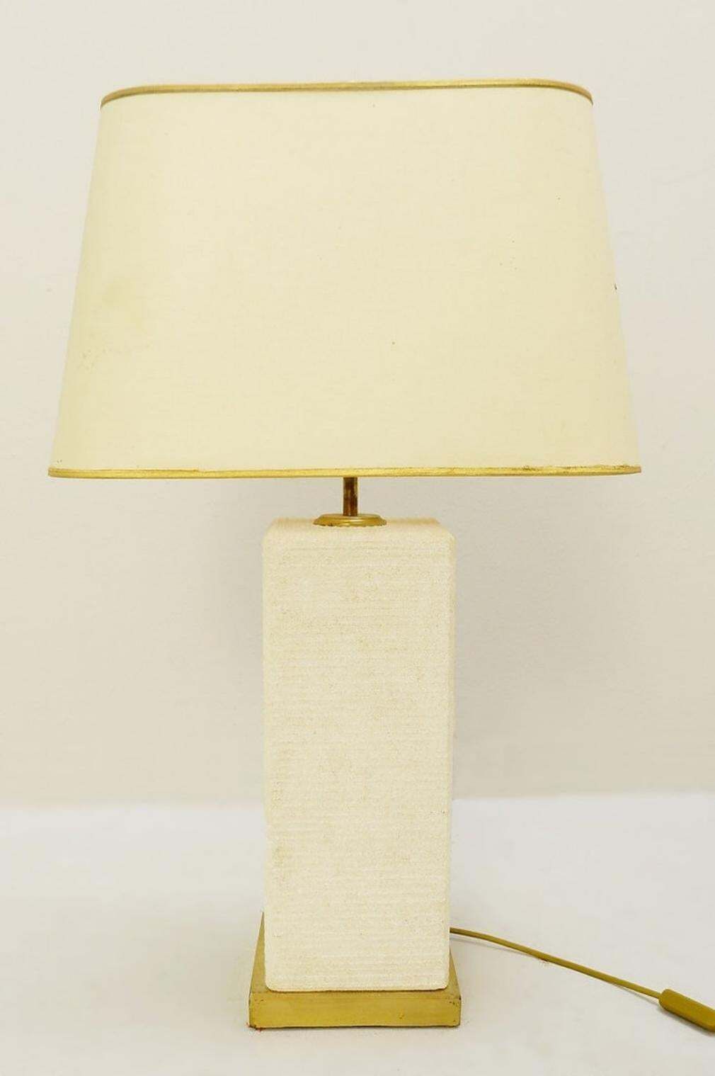 1970s Hollywood Regency Brass & Stone Table Lamp From France photo 674.0