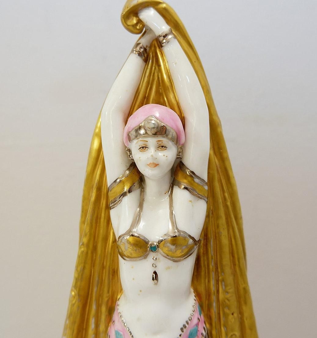 Antinea Art Deco Porcelain Statue Inspired By Demetre Chiparus, 42cm photo furniture