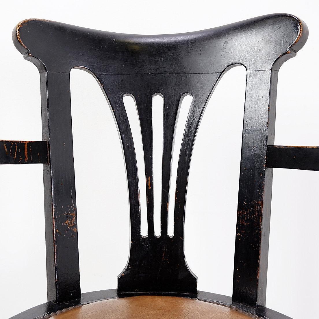 Furniture 19th Century Black Stained Oak Liner Ship's Swivel Chair photo