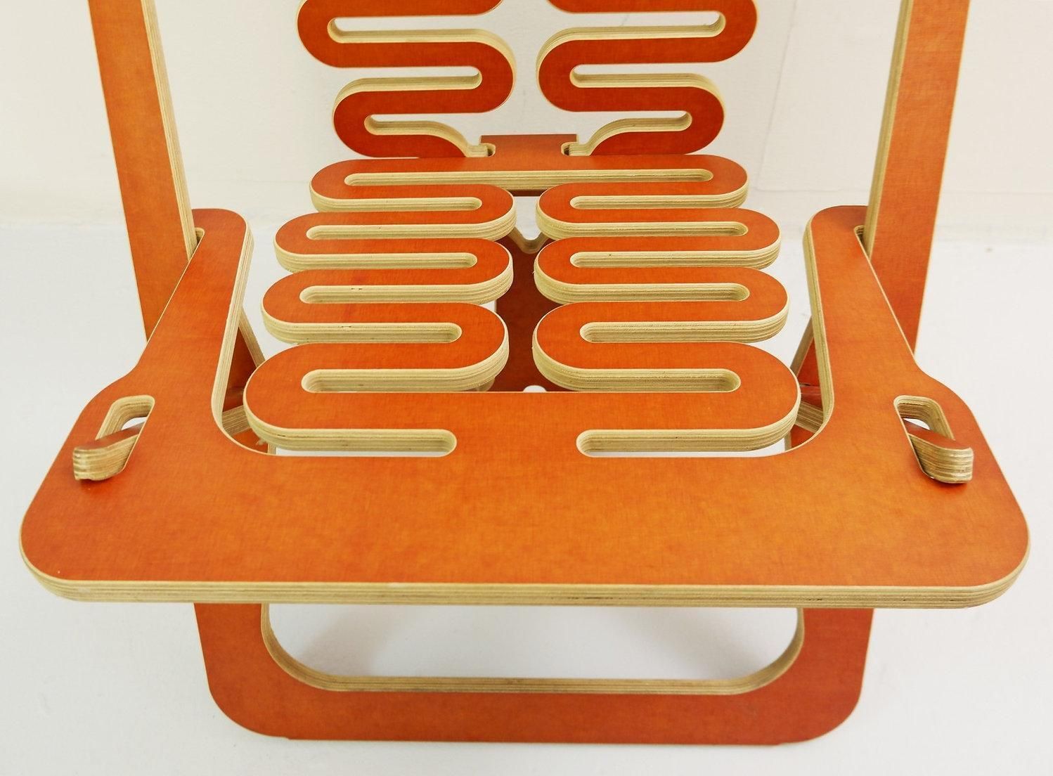 Gregg Fleishman Prototype European Cutout Plywood "Lumbarest" Or Puzzle Chair photo vintage