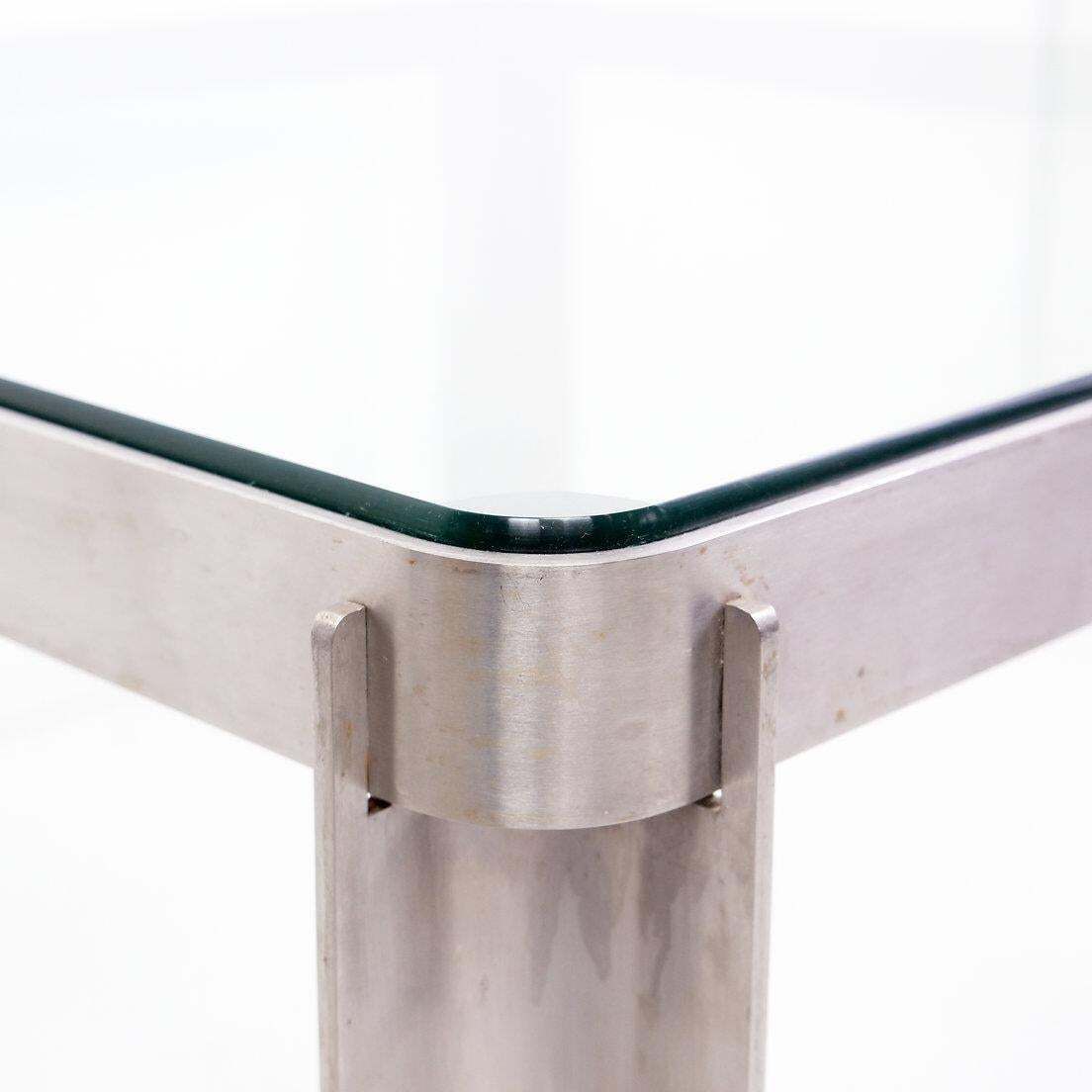 Steel And Thick Crystal Coffee Table T113 By Osvaldo Borsani For Tecno 1970s photo Furniture