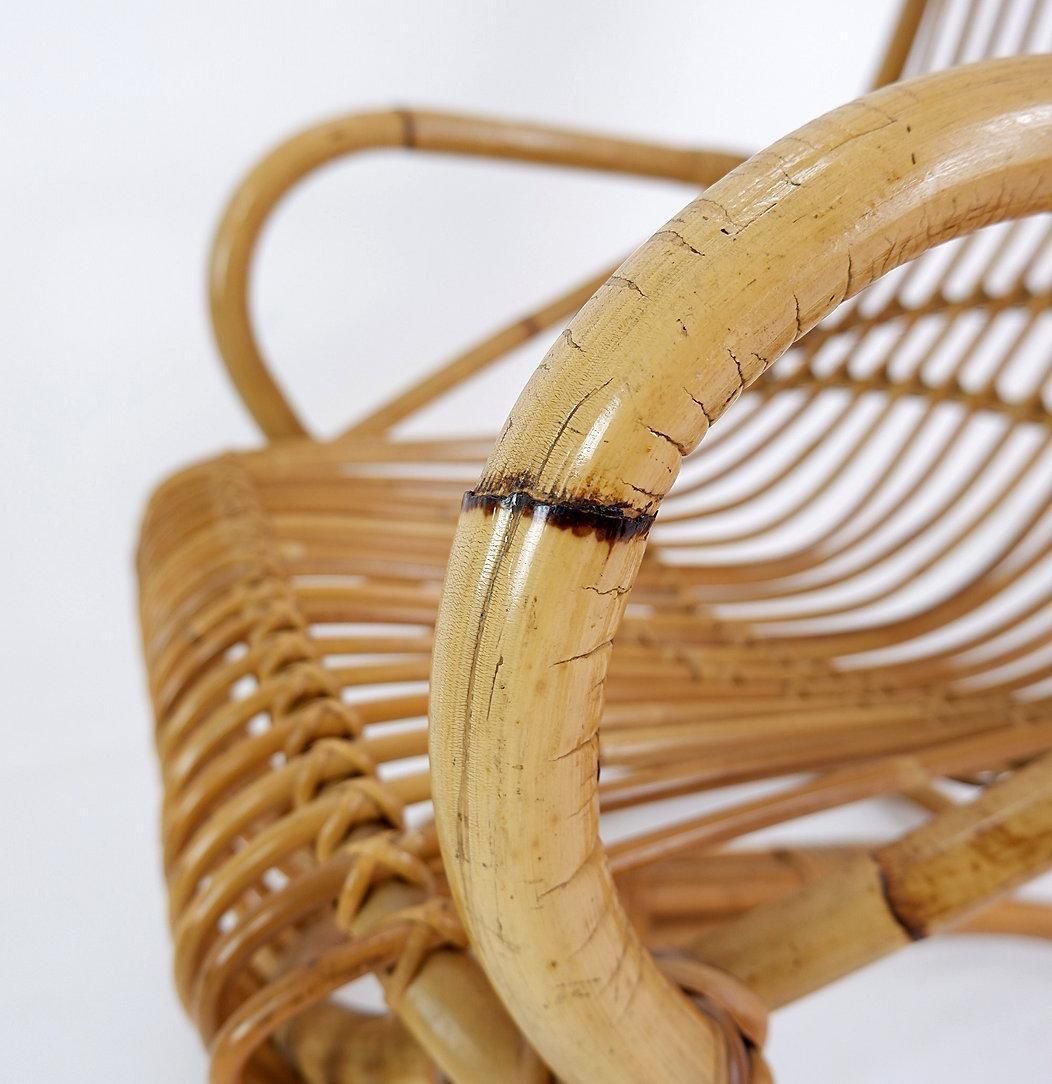 Bamboo Armchair By Tito Agnoli, Mid Century Modern, Italy, Circa 1960 photo for sale