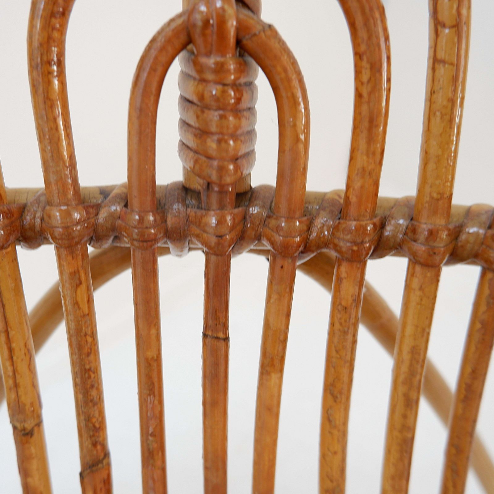 536.0 Vintage Curved Rattan And Bamboo Armchair   1960s photo