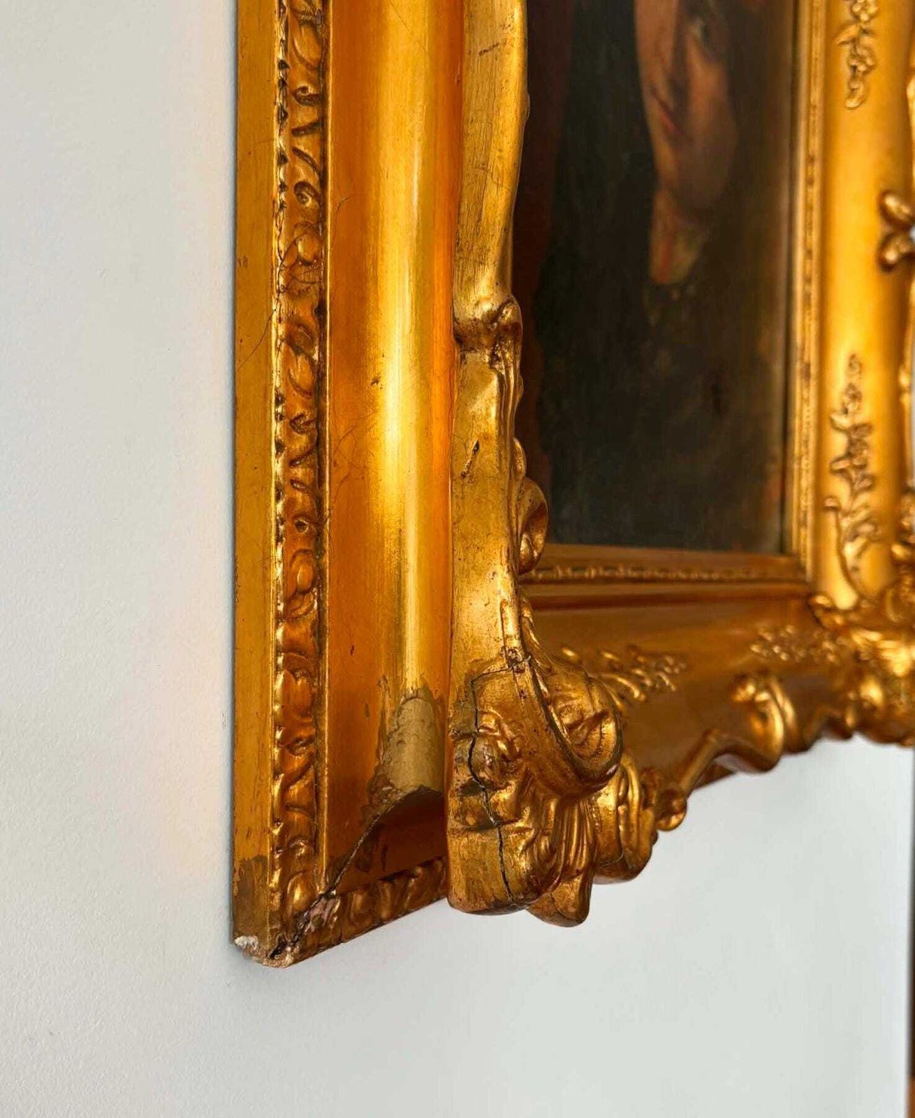Antique 1904 Portrait Painting Signed Agnes Eger, Original Oil Painting With Ornate Gold Frame, Victorian Style Art, Moody Dark Painting photo vinterior