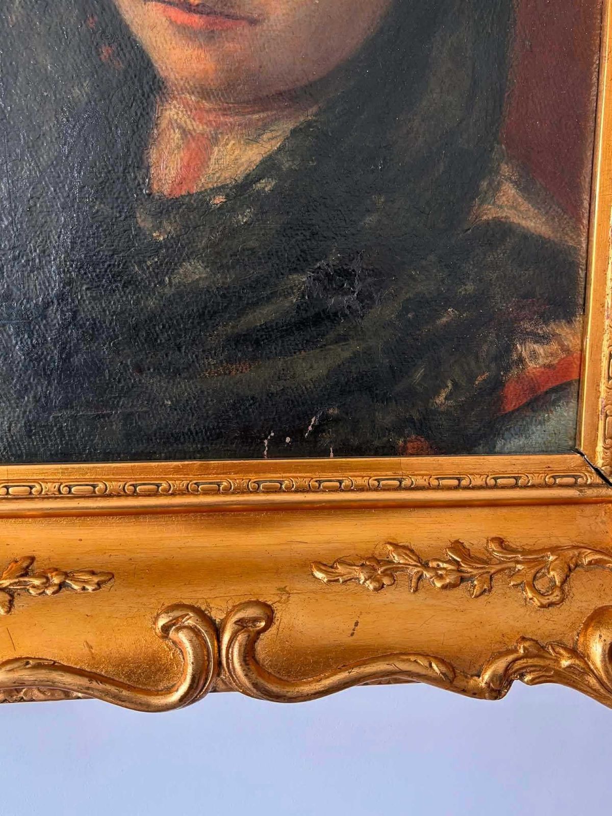 Antique 1904 Portrait Painting Signed Agnes Eger, Original Oil Painting With Ornate Gold Frame, Victorian Style Art, Moody Dark Painting photo vintage