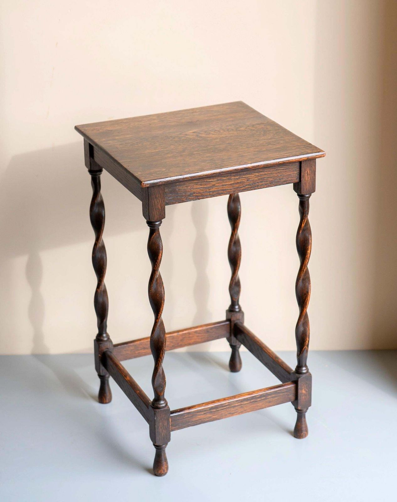 Antique Oak Barley Twist Nesting Tables   Rustic Side Tables   Vintage Occasional Tables With Turned Legs   Set Of 2 photo buy