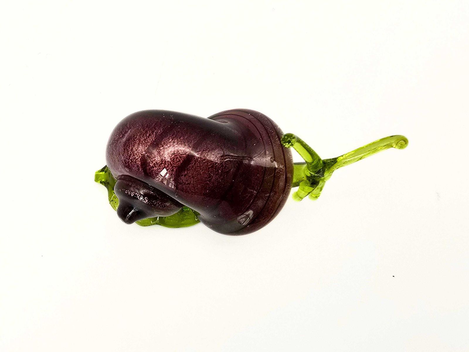 Murano Glass Snail   Purple Aventurine Shell, Green Body   Italian Unusual Glass Animal Figurine photo 55.0