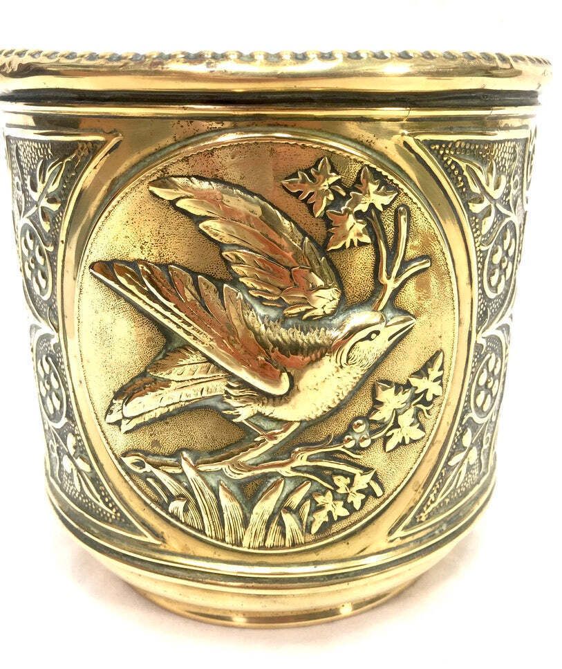 Antique Metal Brass Planter / Indoor Plant Pot / Art Nouveau Cache Pot C.1900 photo furniture