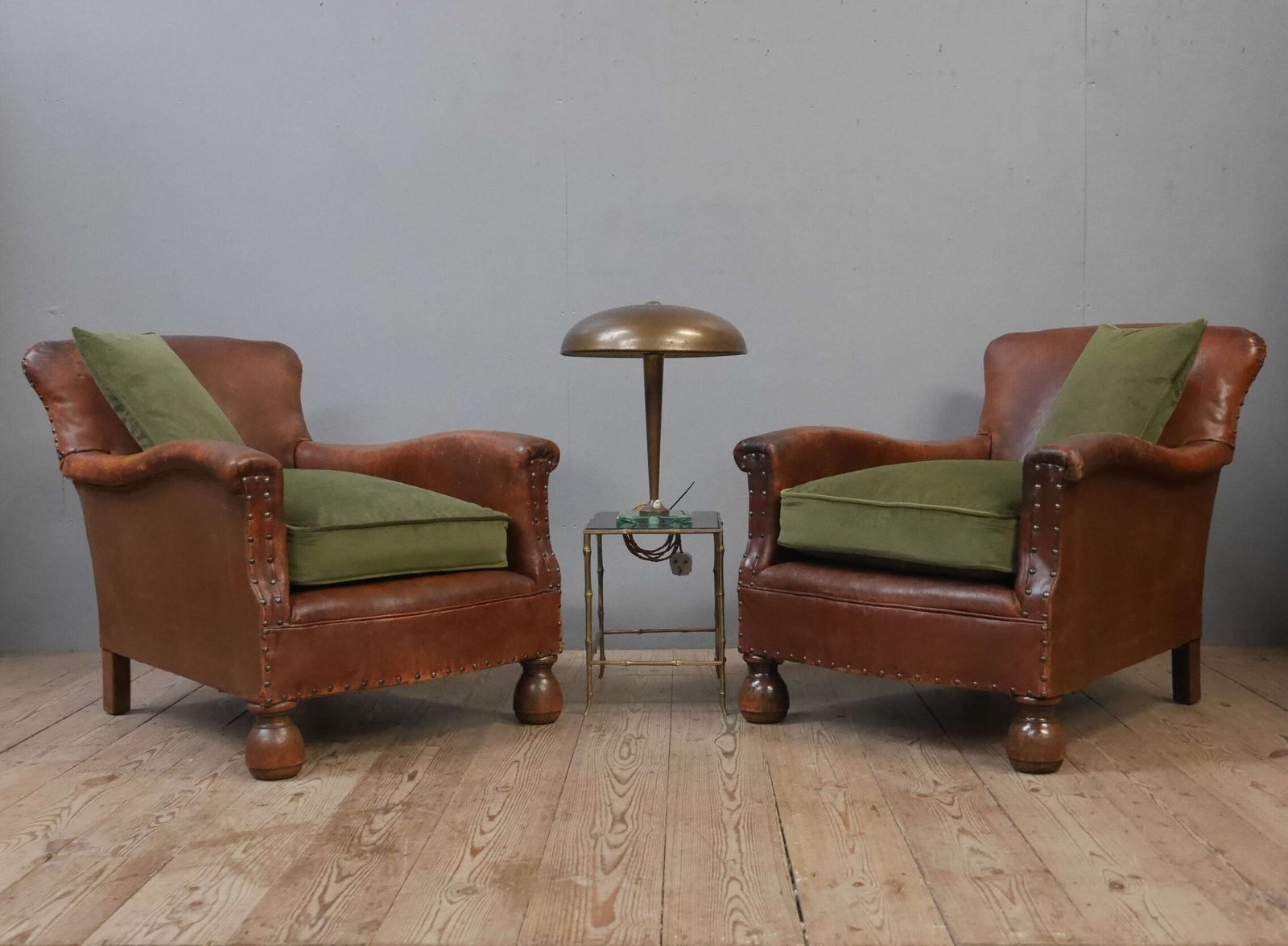 Pair Of Early 20th C English Leather Club Chairs