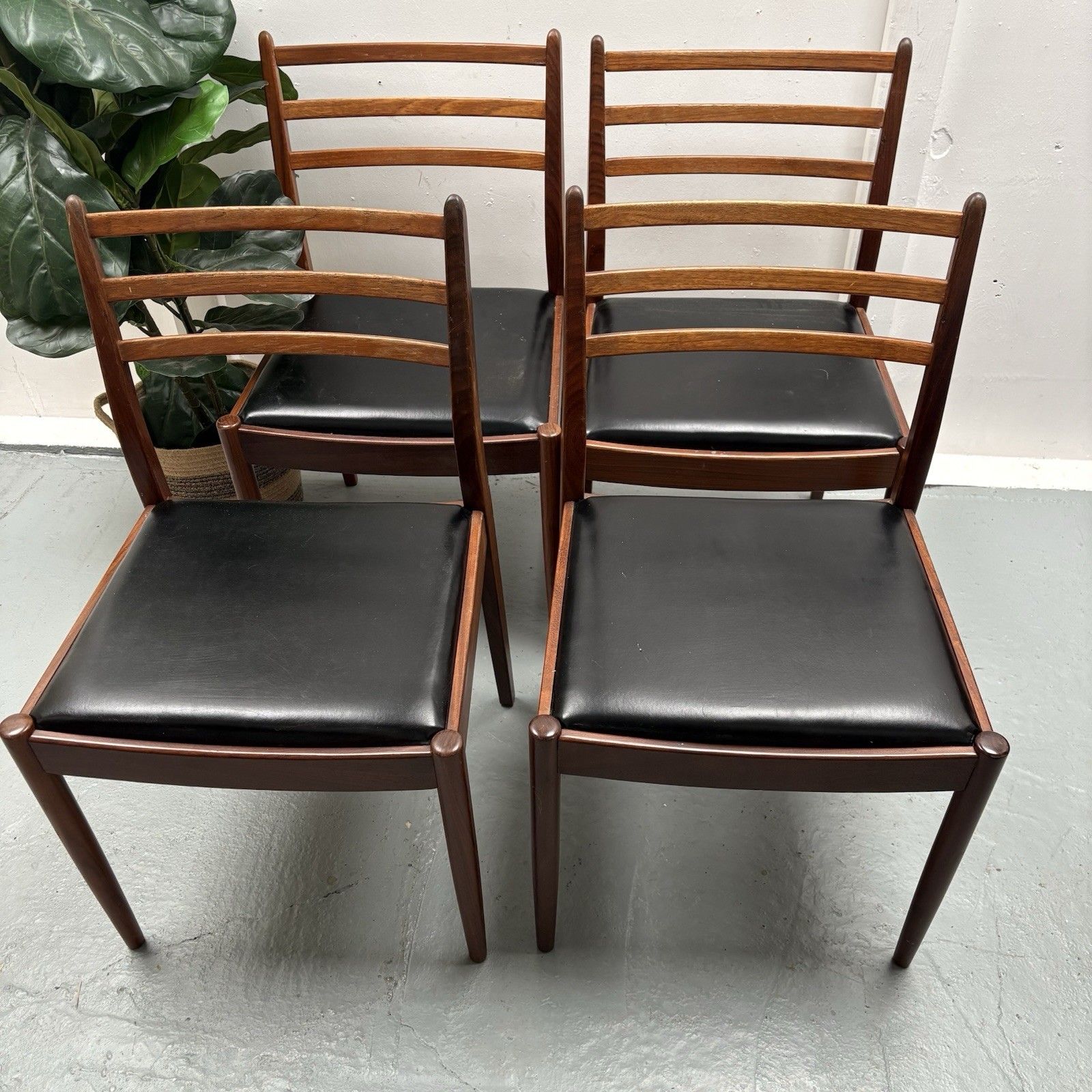 Furniture Ladderback Teak Dining Chairs By Victor Wilkins For G Plan, 1960s, Set Of 4 photo