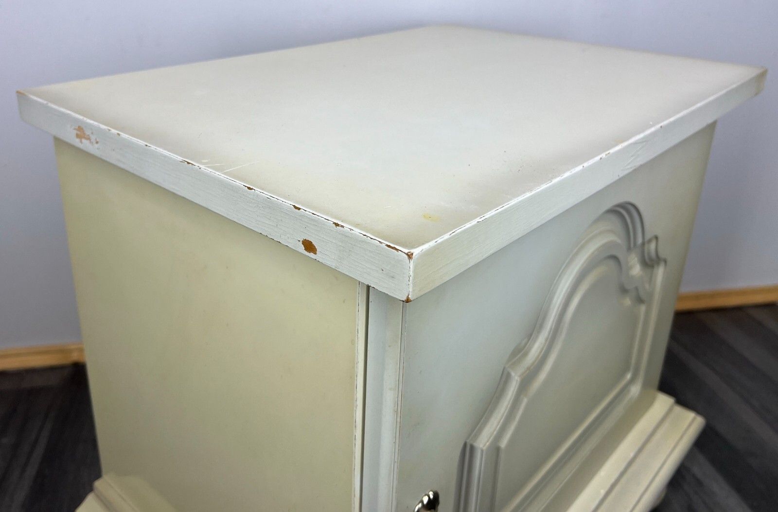 Pair Of Bedside Tables Antique French Shabby Chic Style Carved Cabinets Lot 2899 photo vintage