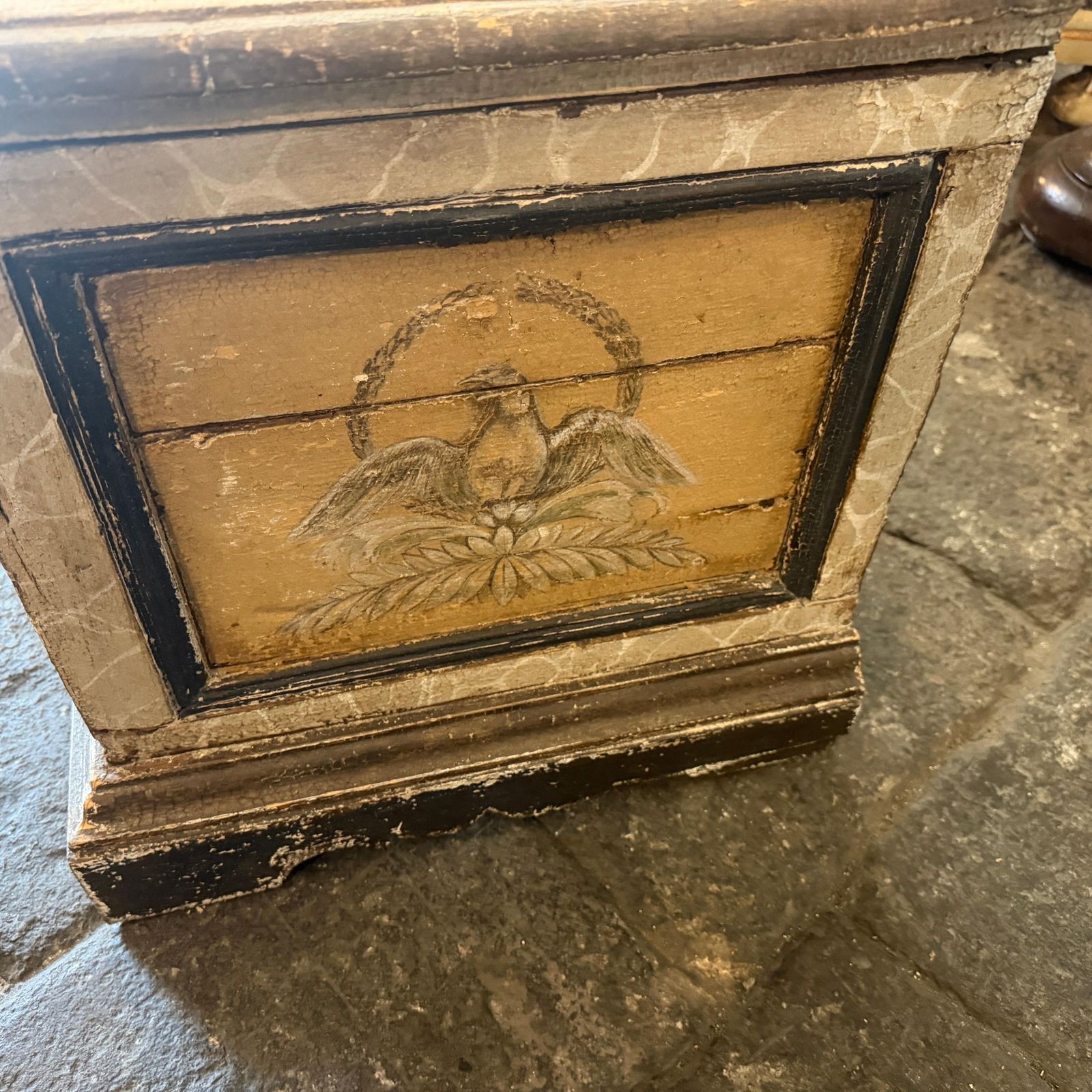 Furniture 19th Century Neoclassical Revival Hand Painted Wood Italian Blanket Chest photo