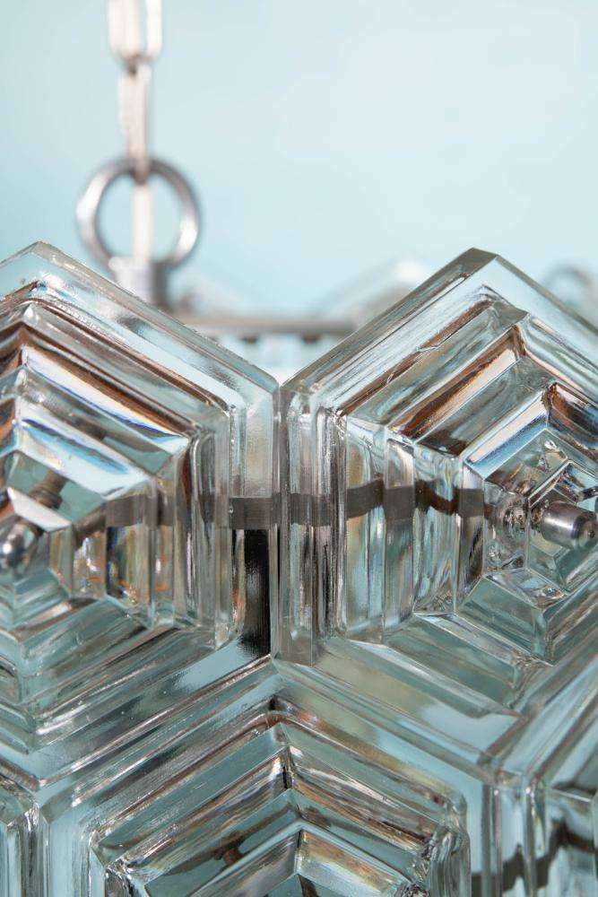 Vintage Hexagon Crystal Pendant, Space Age Glass Pendant photo buy