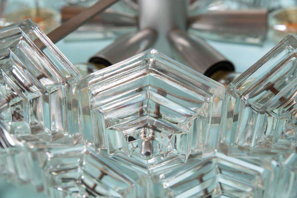 photo buy Vintage Hexagon Crystal Pendant, Space Age Glass Pendant