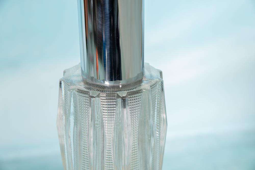 Vintage Chromen Hanglamp Met Glas, Cascade Space Age Hanglamp photo vinterior