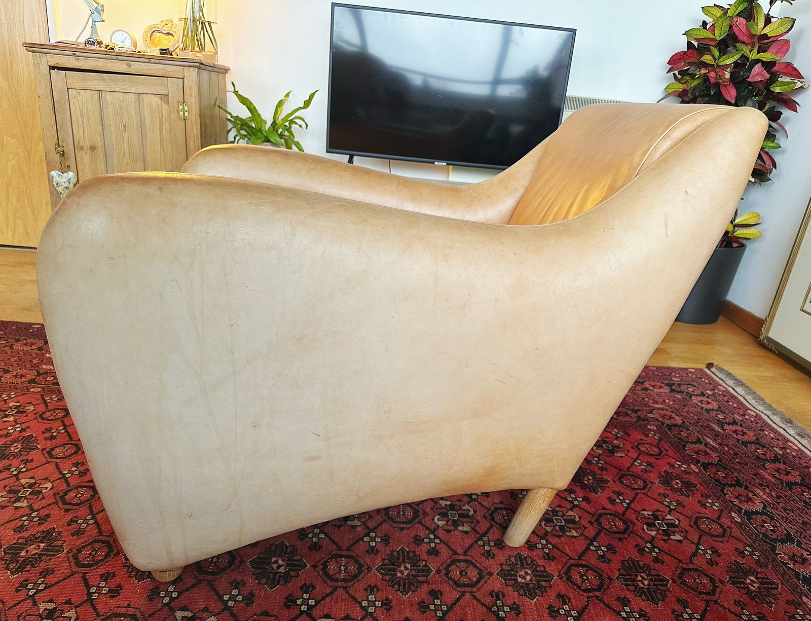 Post Modern Matthew Hilton 'Balzac' Lounge Armchair And Footstool photo furniture