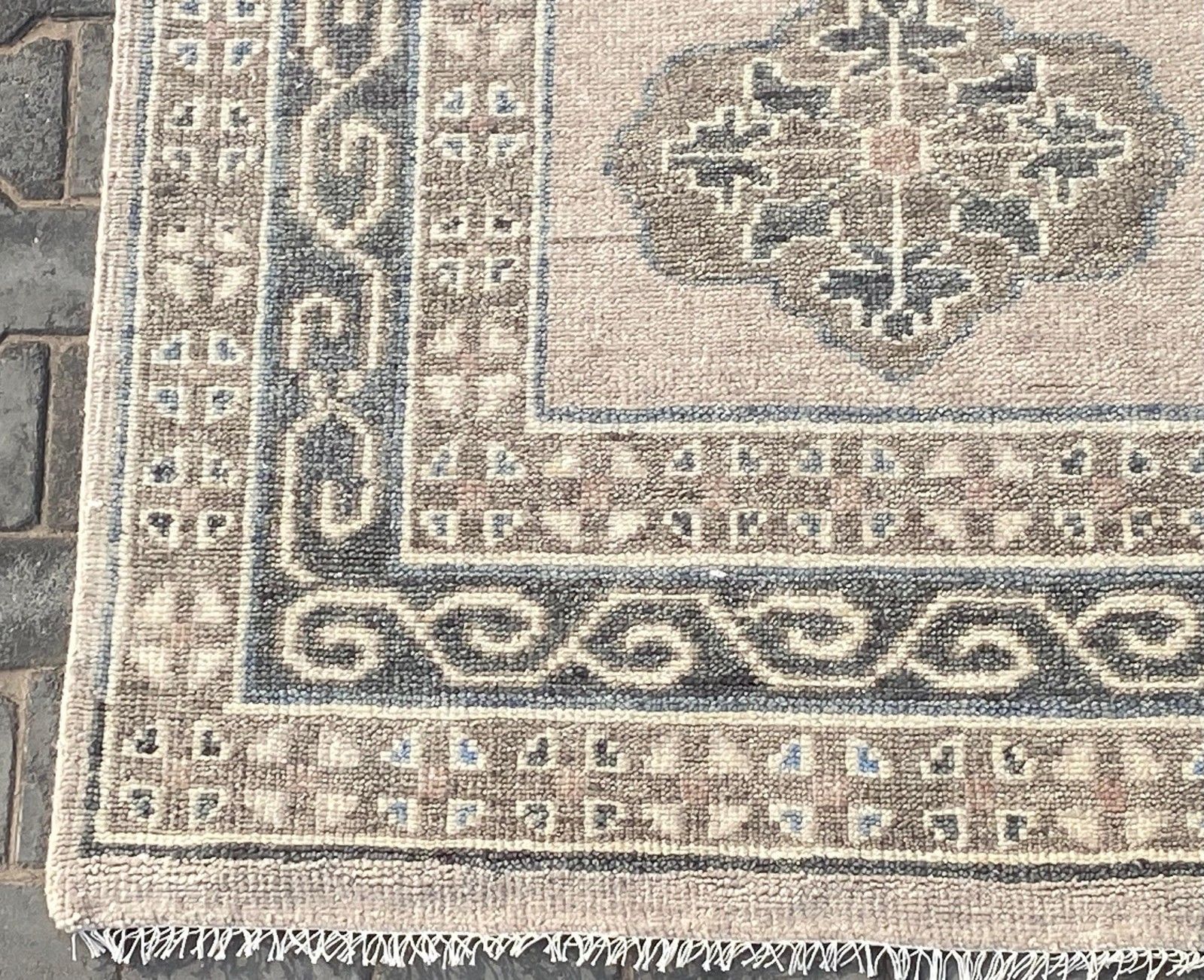 Tapis Oushak en laine fait main 245 x 305 cm, motif géométrique photo Textiles