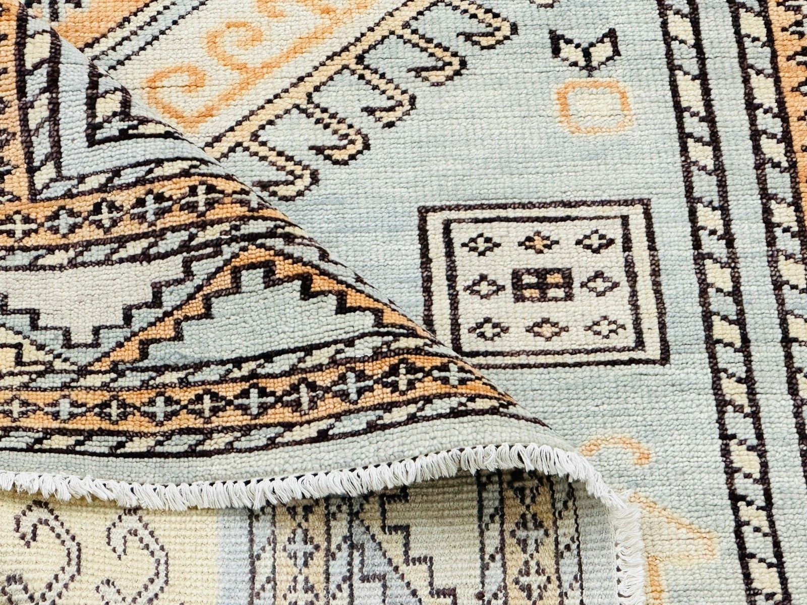 Tapis Oushak en laine noué à la main, motif médaillon géométrique, 245 x 305 cm photo buy