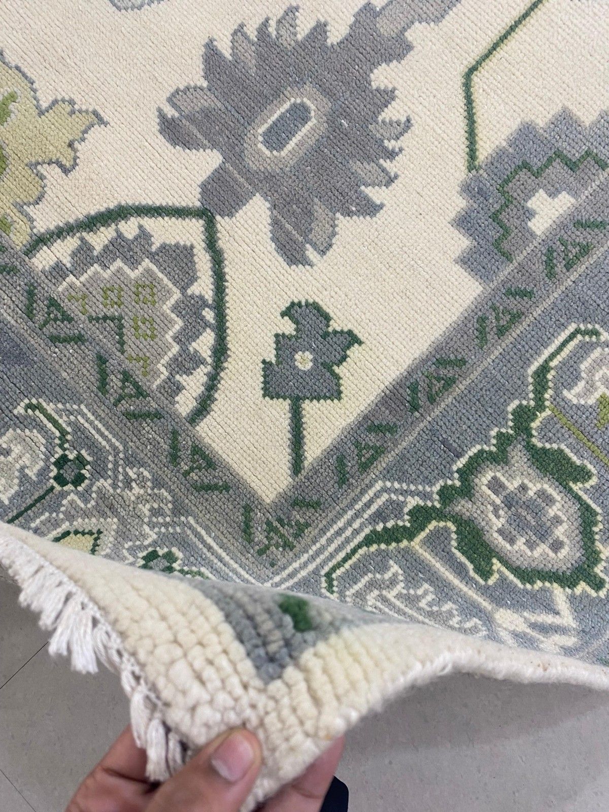 9x12 Ft Hand Knotted Large Area Rug,  Oushak Green Floral Design Wool Carpet photo vinterior