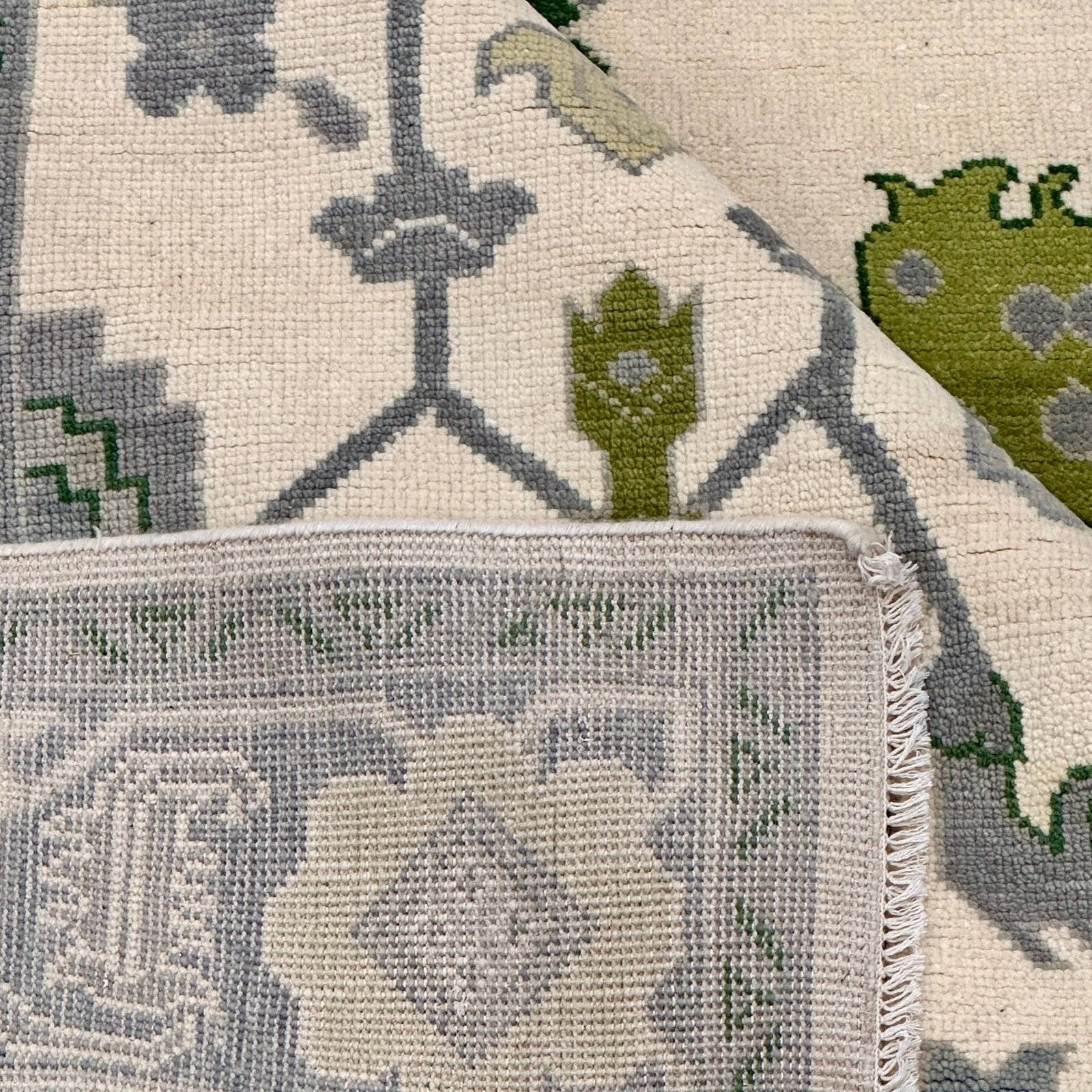 9x12 Ft Hand Knotted Large Area Rug,  Oushak Green Floral Design Wool Carpet photo buy
