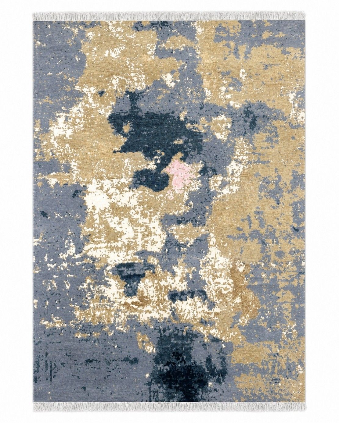 9x12 Ft Hand Knotted Wool Area Rug, Abstract Blue And Beige Modern Carpet