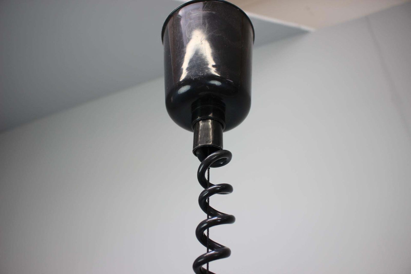 1970s Czechoslovak Mid Century Glass Pendant Lamp With Marbled Shade photo vinterior